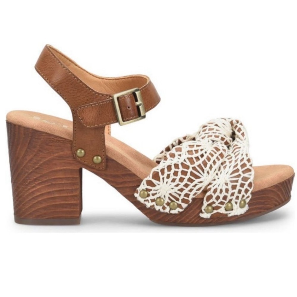 KORKS Natalia Knot Platform Sandals Size 10M Tan/Naturalal Crochet Fabric Combo